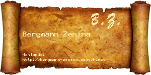 Bergmann Zenina névjegykártya